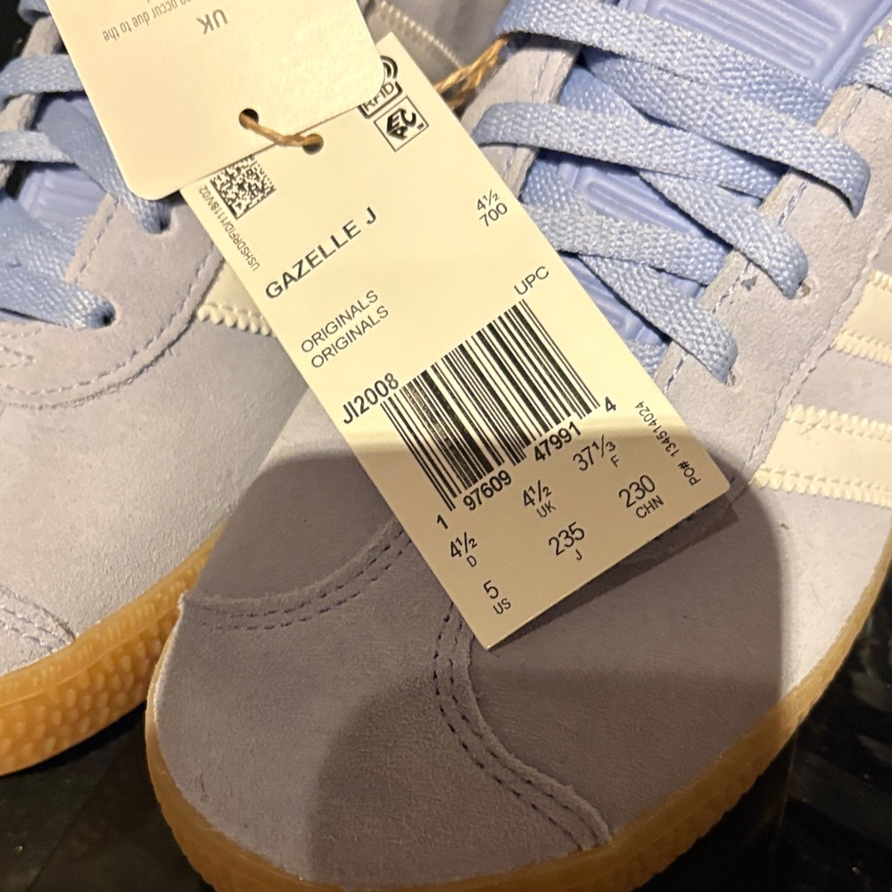 adidas Gazelle Suede Sneakers in Pale Blue and Gum - Picture 2 of 3